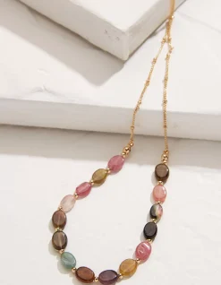 FatFace Round Stone Necklace Multi Hot