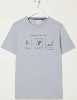 FatFace Rugby Cartoon T-Shirt Grey Marl Clearance