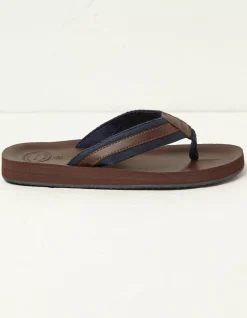 FatFace Ryde Leather Flip Flops Chocolate Clearance