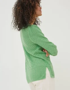 FatFace Sadie Pointelle Jumper Green Outlet