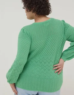 FatFace Sadie Pointelle Jumper Green Outlet
