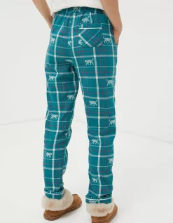 FatFace Sadie Snow Leopard Eva Pyjama Bottoms Dark Teal Green New