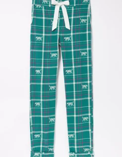 FatFace Sadie Snow Leopard Eva Pyjama Bottoms Dark Teal Green New