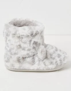 FatFace Sadie Snow Leopard Slipper Boot Grey Online