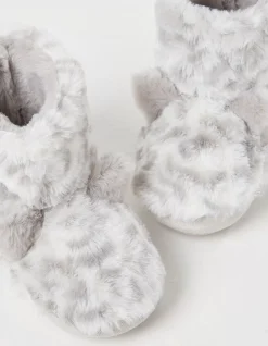FatFace Sadie Snow Leopard Slipper Boot Grey Online