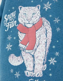 FatFace Sadie Snow Leopard Zip Hoodie Teal Green Sale
