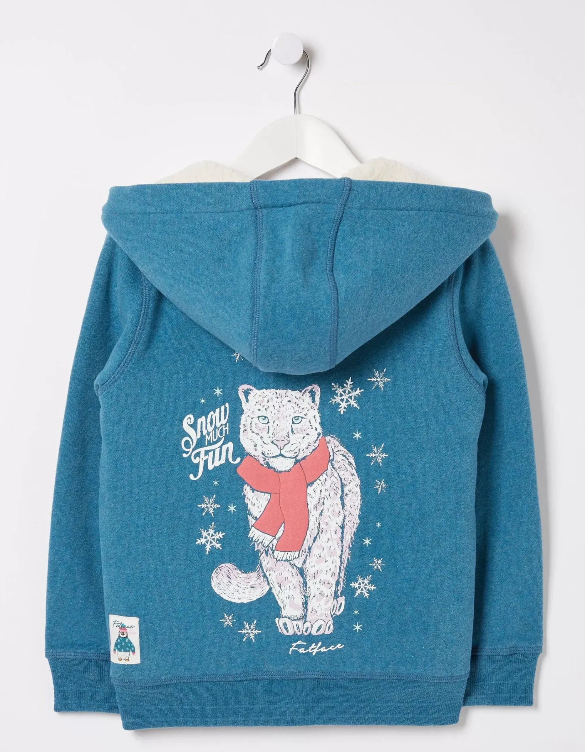 FatFace Sadie Snow Leopard Zip Hoodie Teal Green Sale