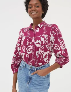 FatFace Sadie Wallpaper Shirt Purple Sale