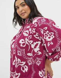 FatFace Sadie Wallpaper Shirt Purple Sale