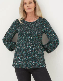FatFace Sara Evergreen Top Black