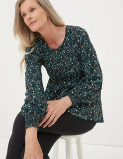 FatFace Sara Evergreen Top Black