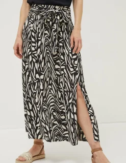 FatFace Sasha Paintstroke Midi Skirt Black New