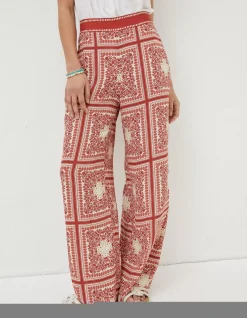 FatFace Scarf Print Palazzo Trousers Ivory Best