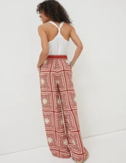 FatFace Scarf Print Palazzo Trousers Ivory Best