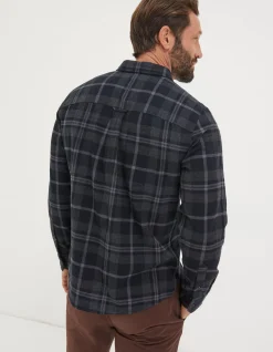 FatFace Selwood Check Shirt Black Outlet