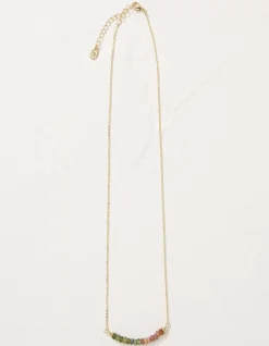 FatFace Semi Precious Disc Necklace Gold Discount