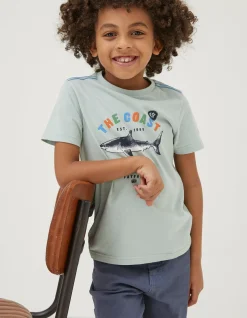 FatFace Shark Coast Jersey T Shirt Sage Green Clearance