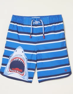 FatFace Shark Graphic Boardies Cobalt Blue Outlet