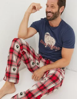 FatFace Shelter Stevie Sheep Jacquard Pyjama Bottoms Red