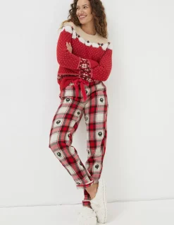 FatFace Shelter Stevie Sheep Jacquard Pyjama Bottoms Red Hot