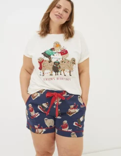 FatFace Shelter Stevie Sheep Pyjama Shorts Navy Online