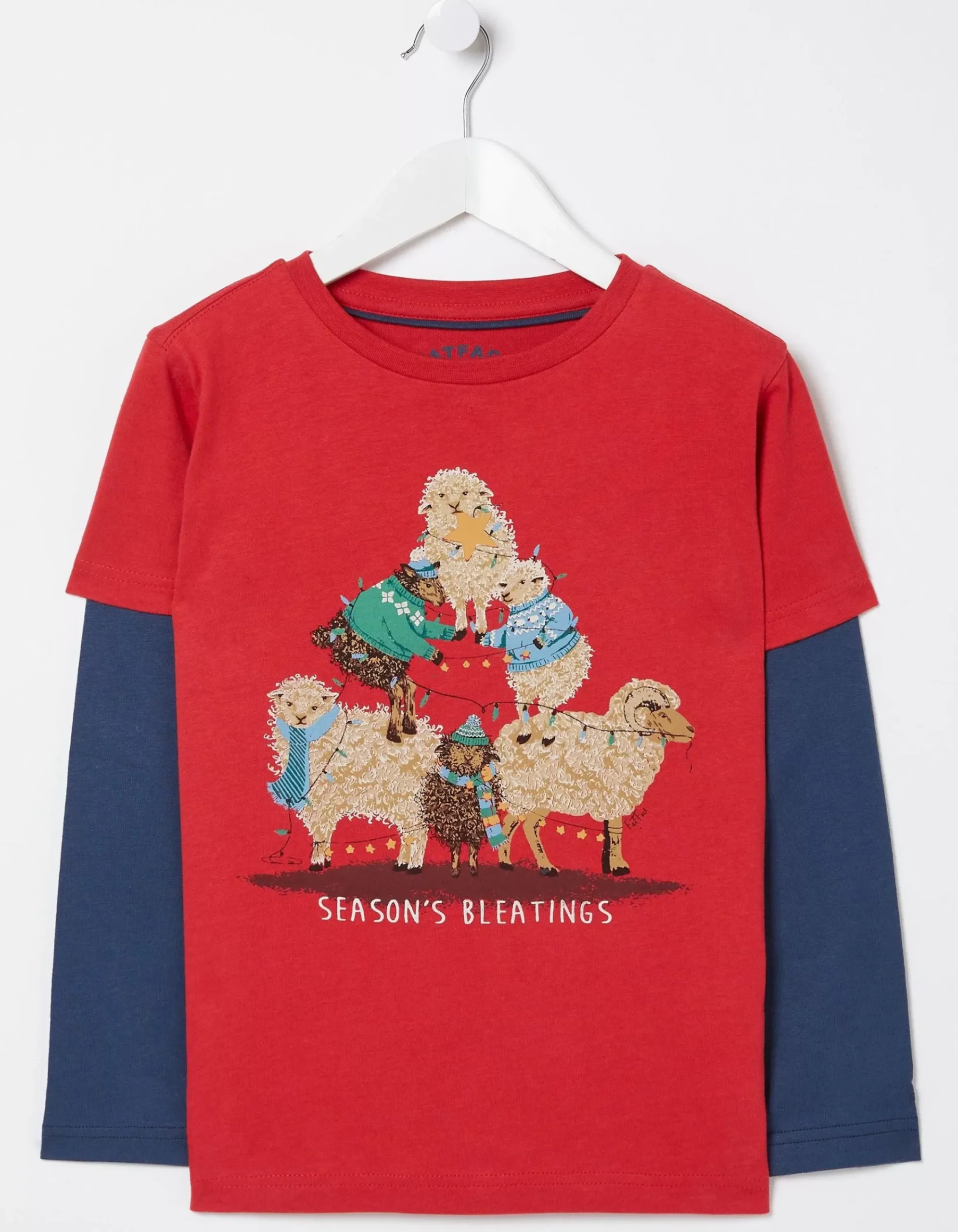 FatFace Shelter Stevie Sheep T-Shirt Cherry Red Sale