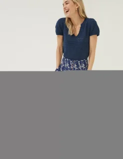 FatFace Shirred Geo Batik Shorts Navy Discount