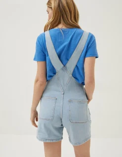 FatFace Shortie Dungarees Bleach Wash New