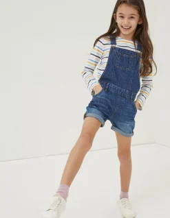 FatFace Shortie Dungarees Vintage Blue