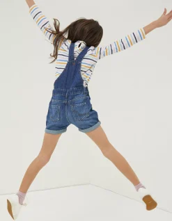 FatFace Shortie Dungarees Vintage Blue