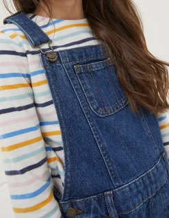 FatFace Shortie Dungarees Vintage Blue