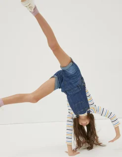 FatFace Shortie Dungarees Vintage Blue
