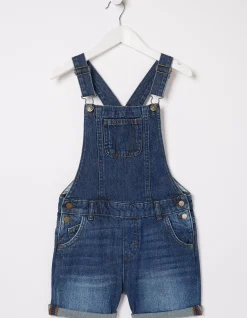 FatFace Shortie Dungarees Vintage Blue
