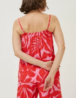 FatFace Sian Ikat Leaves Cami Top Bright Red Sale