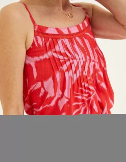 FatFace Sian Ikat Leaves Cami Top Bright Red Sale