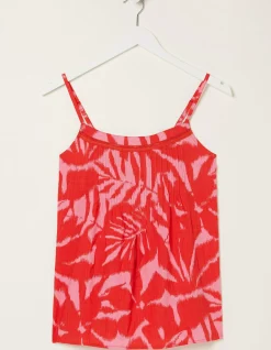 FatFace Sian Ikat Leaves Cami Top Bright Red Sale