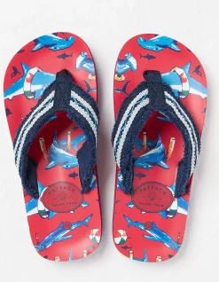 FatFace Sidney Shark Flip Flop Red Best