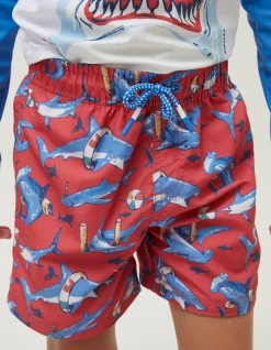 FatFace Sidney Shark Swim Shorts Red Online