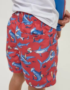 FatFace Sidney Shark Swim Shorts Red Online