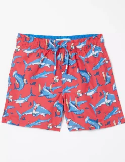 FatFace Sidney Shark Swim Shorts Red Online