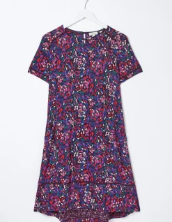 FatFace Simone Abstract Jersey Dress Purple Discount