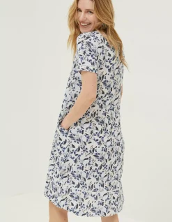 FatFace Simone Batik Jersey Dress Ivory New