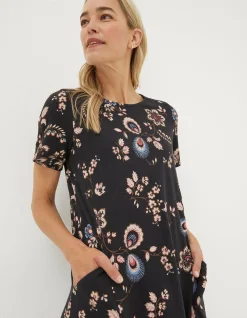 FatFace Simone Floral Jersey Dress Black Clearance