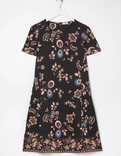 FatFace Simone Floral Jersey Dress Black Clearance