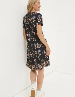 FatFace Simone Floral Jersey Dress Black Clearance