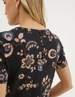 FatFace Simone Floral Jersey Dress Black Clearance