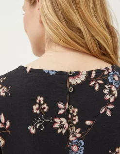 FatFace Simone Floral Jersey Dress Black Clearance