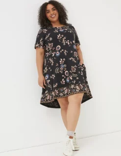 FatFace Simone Floral Jersey Dress Black Clearance