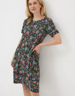 FatFace Simone Floral Jersey Dress Multi Hot
