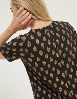 FatFace Simone Woodblock Jersey Dress Black Sale